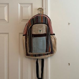 High quality Hemp and Cotton mixed Rucksack Backpack for men and women